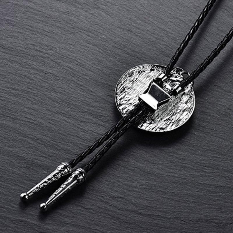 Metal Russian Empire Eagle Pendant Cowboy Bolo Tie Western Artificial Leather Rope Necktie Jewelry Shirt Chain Necklace