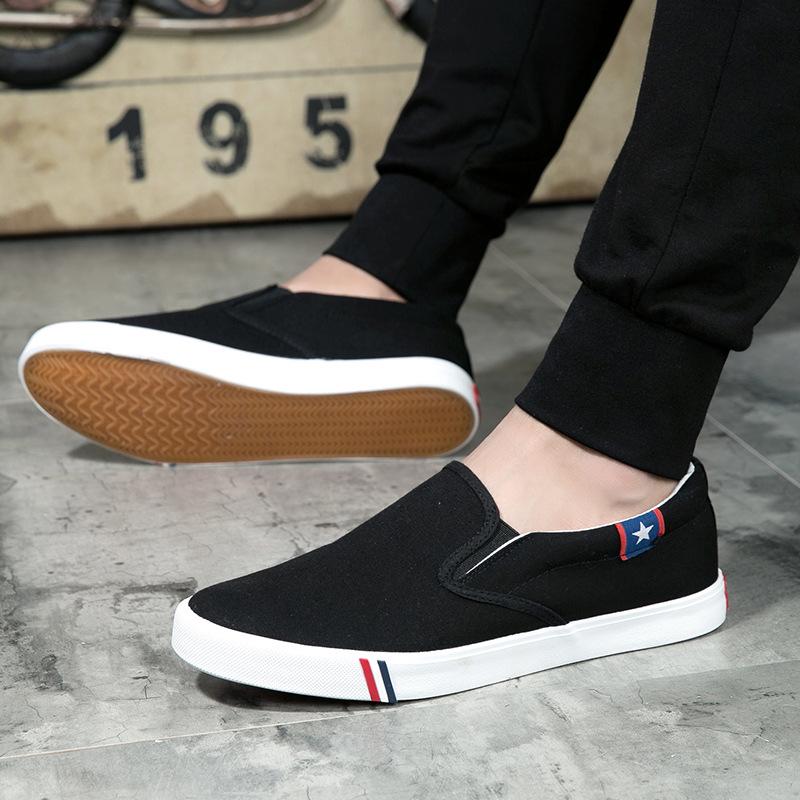 Denim Men's Canvas Shoes Slip-On Sneakers Male Flats Breathable Loafers for Men 2024 Summer Trainers Light Black Shoes Footwear