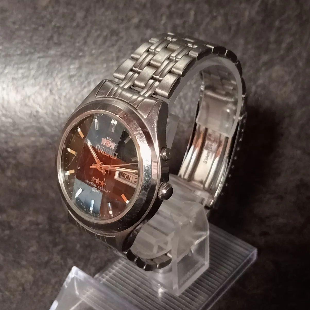 ORIENT Orient Watch Three Star 3 Stars Automatic Black Dial Silver Day Date Calendar 21 Jewels Mechanical Retro Vintage Operation Confirmed Business