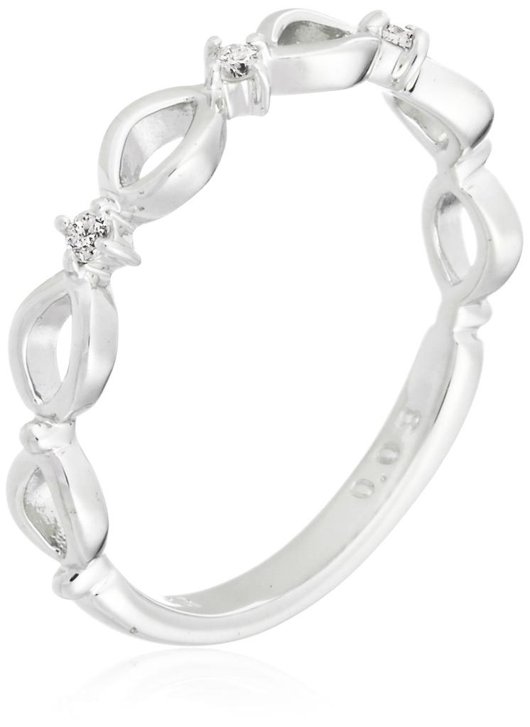 Exedia 18K White Gold Diamond Pinky Ring Japanese Size 3 AMWDRP83,