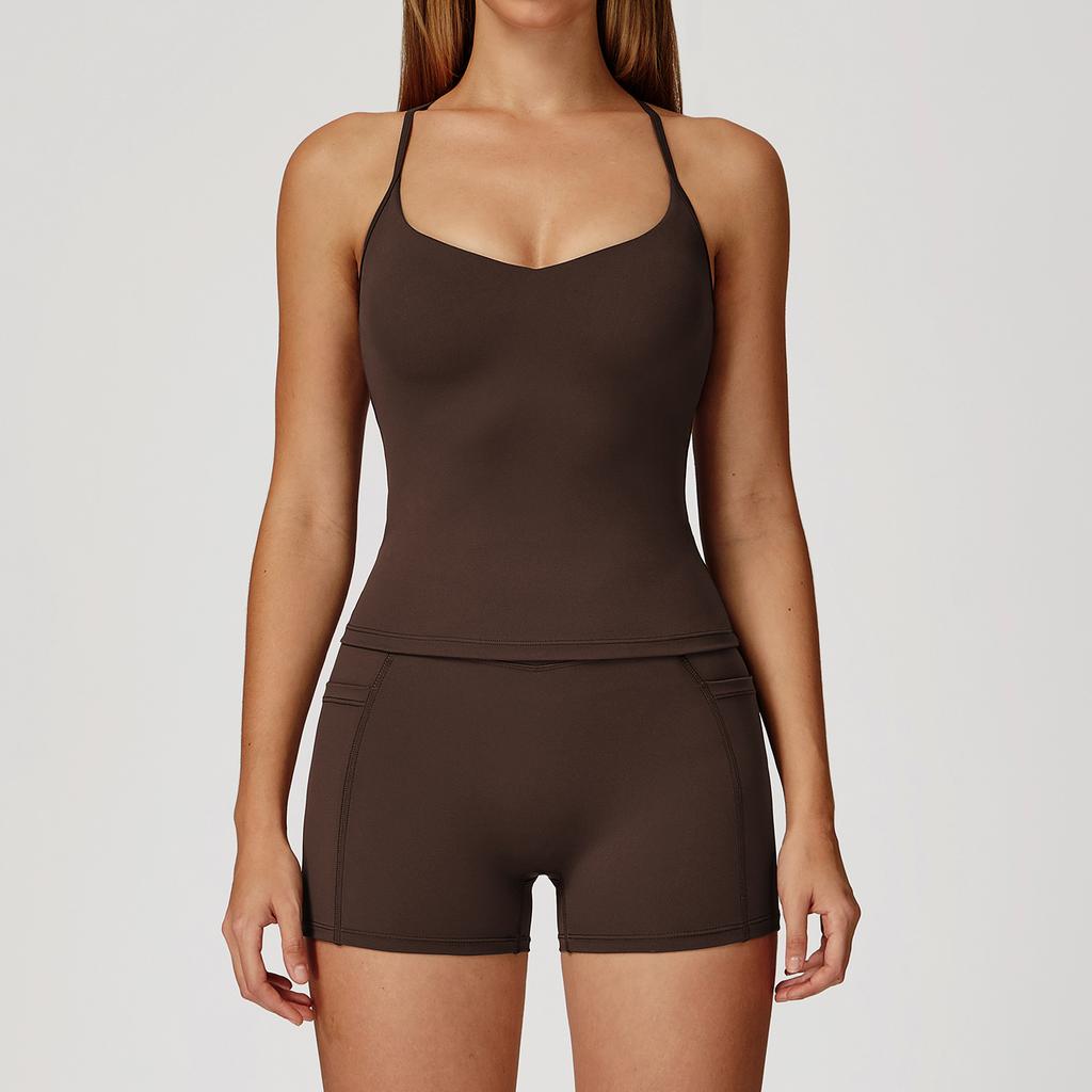 JYL Naked Fashion Yoga Set Cross Back Quick Dry Running Outfit