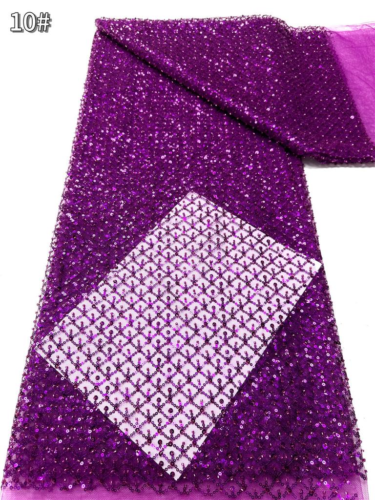 Sky Blue African Sequins Lace Fabric 2025 High Quality Lace Embroidery Nigerian Mesh Beads Fabric French For Wedding Party Dress