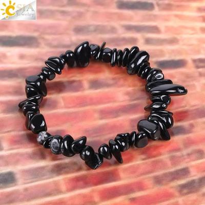 Black Tourmaline Bracelets  Protection for Men Crystal Bracelets Chip Beads Chakra Natural Energy Stone