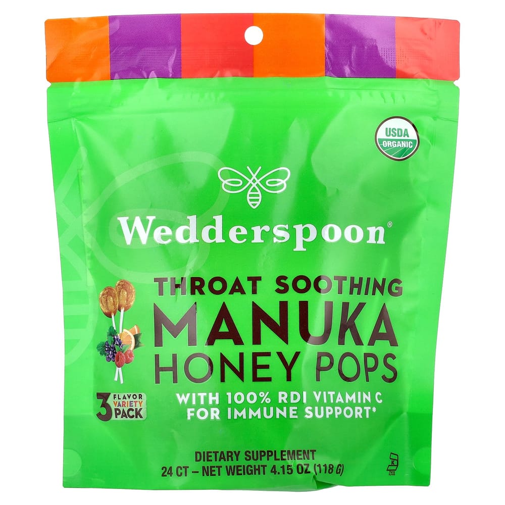 Wedderspoon Manuka Honey Pops 3-Flavor Variety Pack, 24 Count, 118g (4.15oz) 118g - 1 ea