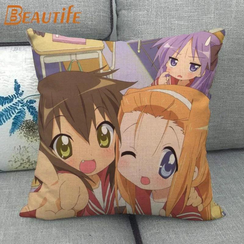 Custom Lucky Star Pillowcase Cartoon Girl Wedding Decorative Cotton Linen Pillow Case for Home Pillow Cover 45X45cm One Side