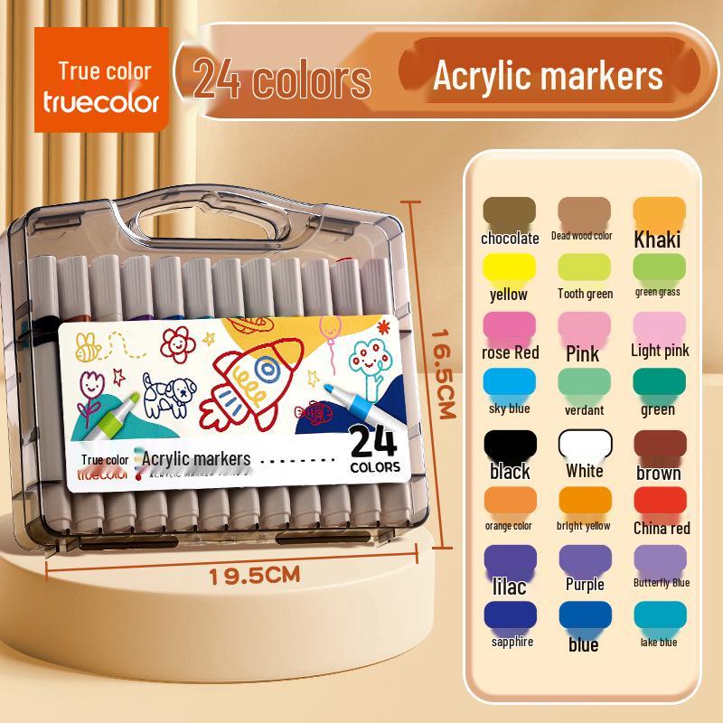 Echtfarbe Dreieckiger Schaft Wasserfarbenstift für Kinder: Acrylmarker-Pinsel für den Kunstunterricht mit Schichtfarben.