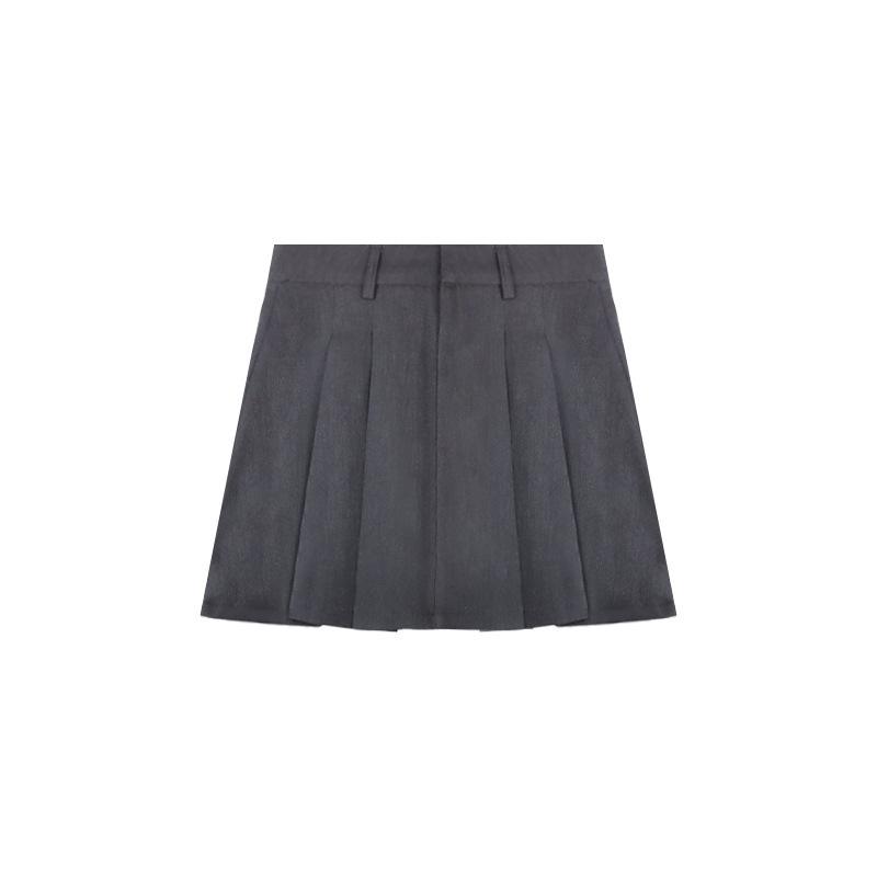 Women s Gray High-Waisted Summer Skirt-Shorts, Slim-Fit, Faux Pleated, 2024 New Style. 4XL