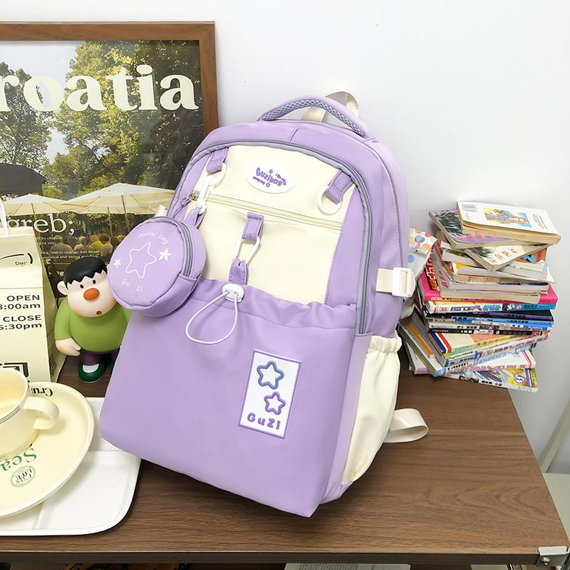 Dámský batoh Color Block pro studenty střední školy Schoolbag Star Velkokapacitní batoh