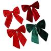 Christmas Bow Garland Bowknot Indoor Fireplace for Christmas Tree Door Craft Christmas Decoration Velvet Bow Hanging Ornament