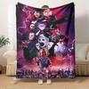 For Horror Icons,Chainsaw,Cityscape-Themed Flannel Blanket, Glam Style, Digital Print, All-Season Comfort, Tear-Resistant, Knitted Craftsman