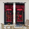2pc,  Valentine's Day Window Treatment Curtains Romantic Confession Rose Fabric,Without Electricity Party Decorations Suitable