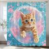 1pc Funny and Creative Surfing Cat and Dog Shower Curtain,Cartoon Bathroom Curtain,Home Polyester Decoration Curtain With Hooks