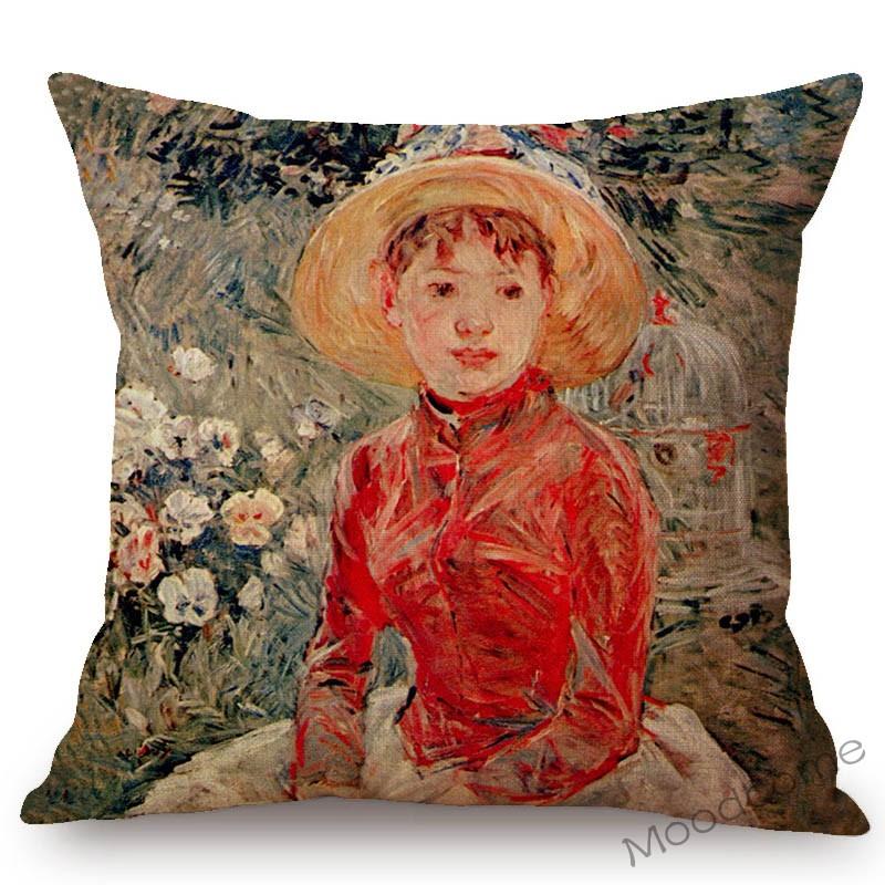 French Female Impressionist Painter Berthe Morisot The Craddle Gallery Oil Painting Throw Pillow Case Sofa Linen Cushion Cover