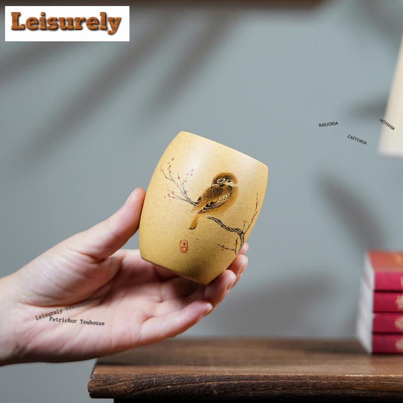 181ml Yixing Purple Clay Bird Teacup Ancient Tea Bowl Tea Cup Set Tea-tasting Smelling Cup Jianzhan Master Cups Cha Decoration