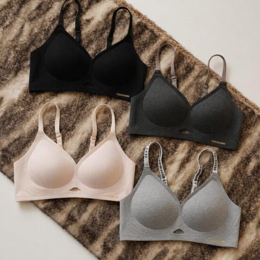 Navava Women S Comfortable Daily wireleSS SeamleSS Hook Bra Set 2p