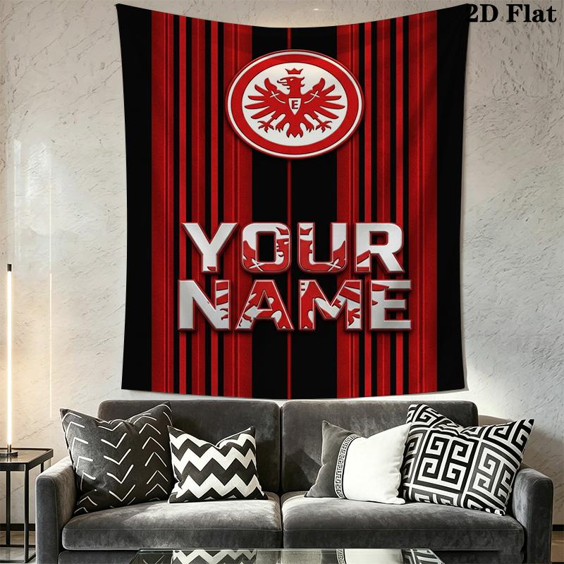 Name Custom Eintracht Frankfurt logo Wall Tapestry Aesthetic Wall Hanging Printed Fabric Blanket Decorative Tapestries for Bedroom Living Room Home De
