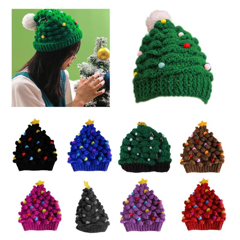 Knitted Christmas Tree Hat Keeping Warm Head Hat Decorations Supplies for Holiday Birthday New Year Party Decorations