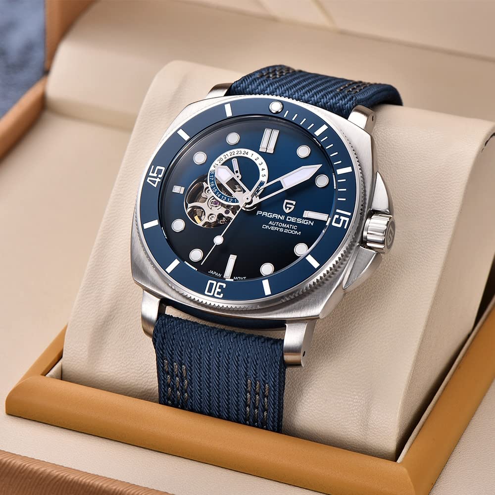 Pagani Design Made in Seiko NH35 Marina Militare Stainless Nylon Leather Sapphire Business Dress Perfect for and PAGANI DESIGN Men's Watch, Japan,