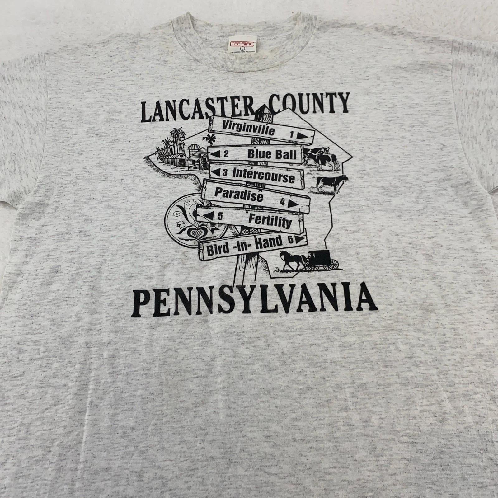 Vintage Lancaster County Pennsylvania T-Shirt Mens M/L Tourist Towns 90s amish XL