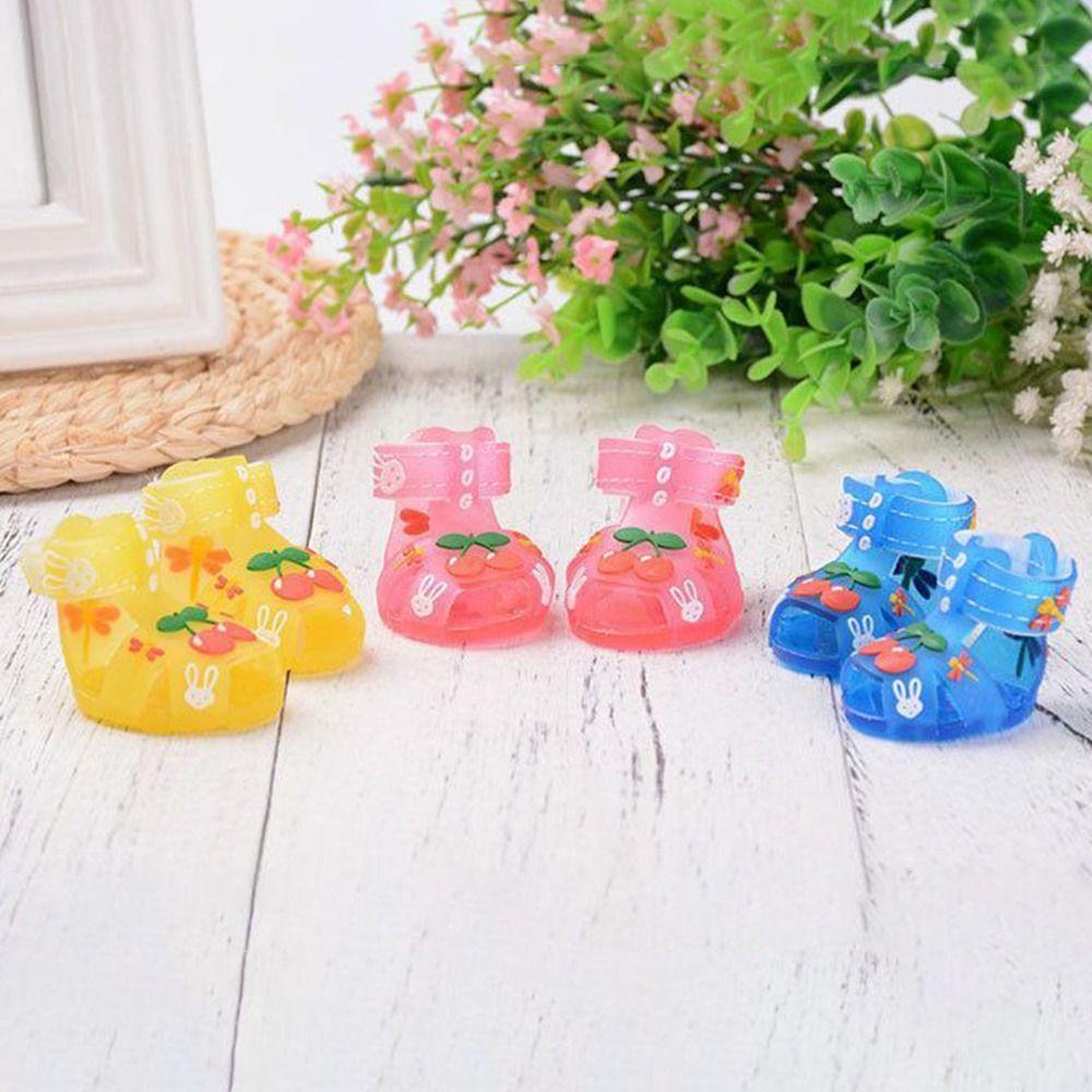 4 st/set Tecknad Hund Sommar Jelly Sandaler Halkfria Justerbara Ihåliga Valpskor Vattentäta Slitstarka Andningsbara Hundskor