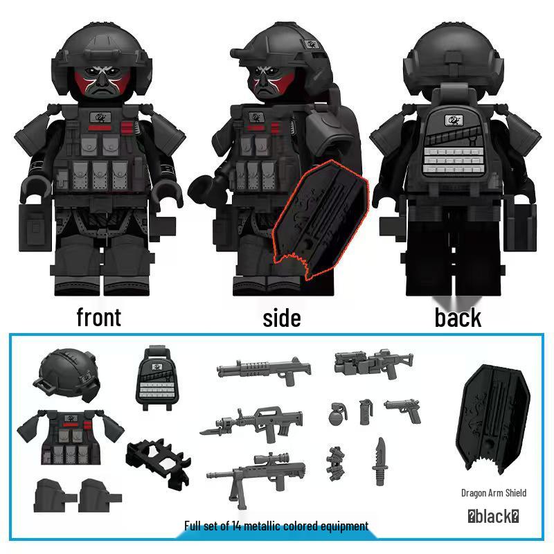 Cross Delta Deep Blue Assembly: Wulong Star Forge Machine Gunner Building Block Toy