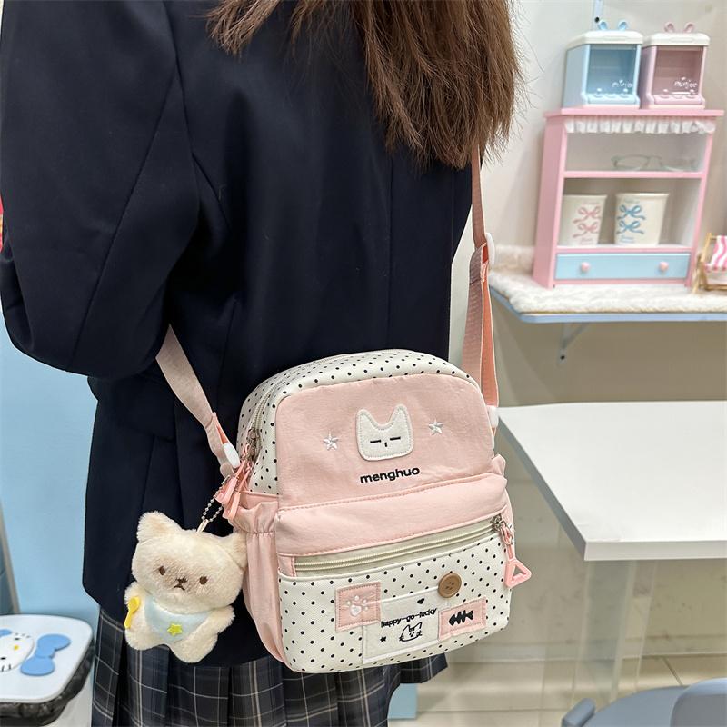 Taška přes rameno s potiskem kočky Studentská lehká crossbody taška