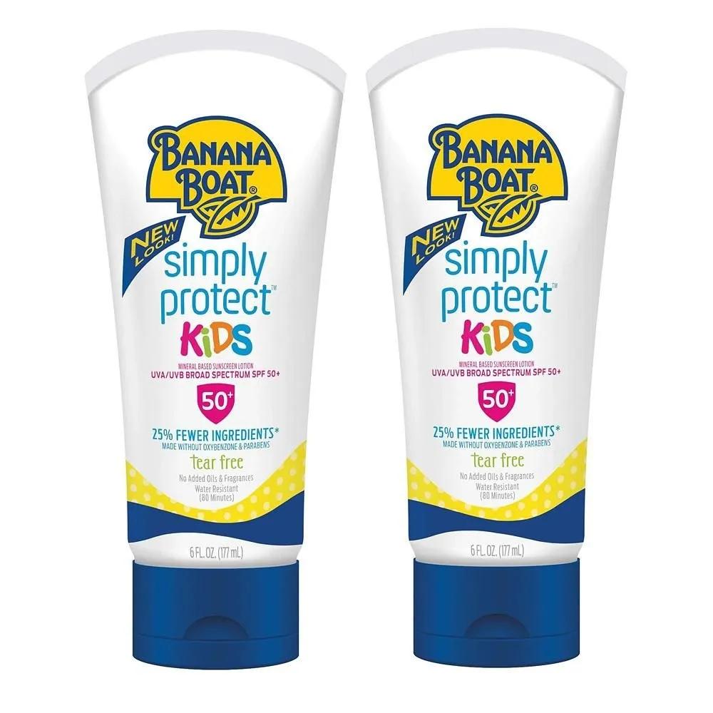 Banana Boat Kids Sunscreen Lotion 177ml 2-Pack Kids 100% Mineral Tear-Free Reef Friendly BRHODE Spectrum