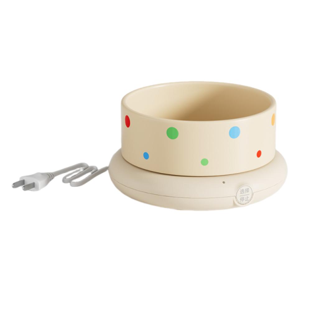 Ceramic Pet Heated Water Bowl Noiseless Temperature Adjustable Self-Heating Water Bowl Multifunction Stable