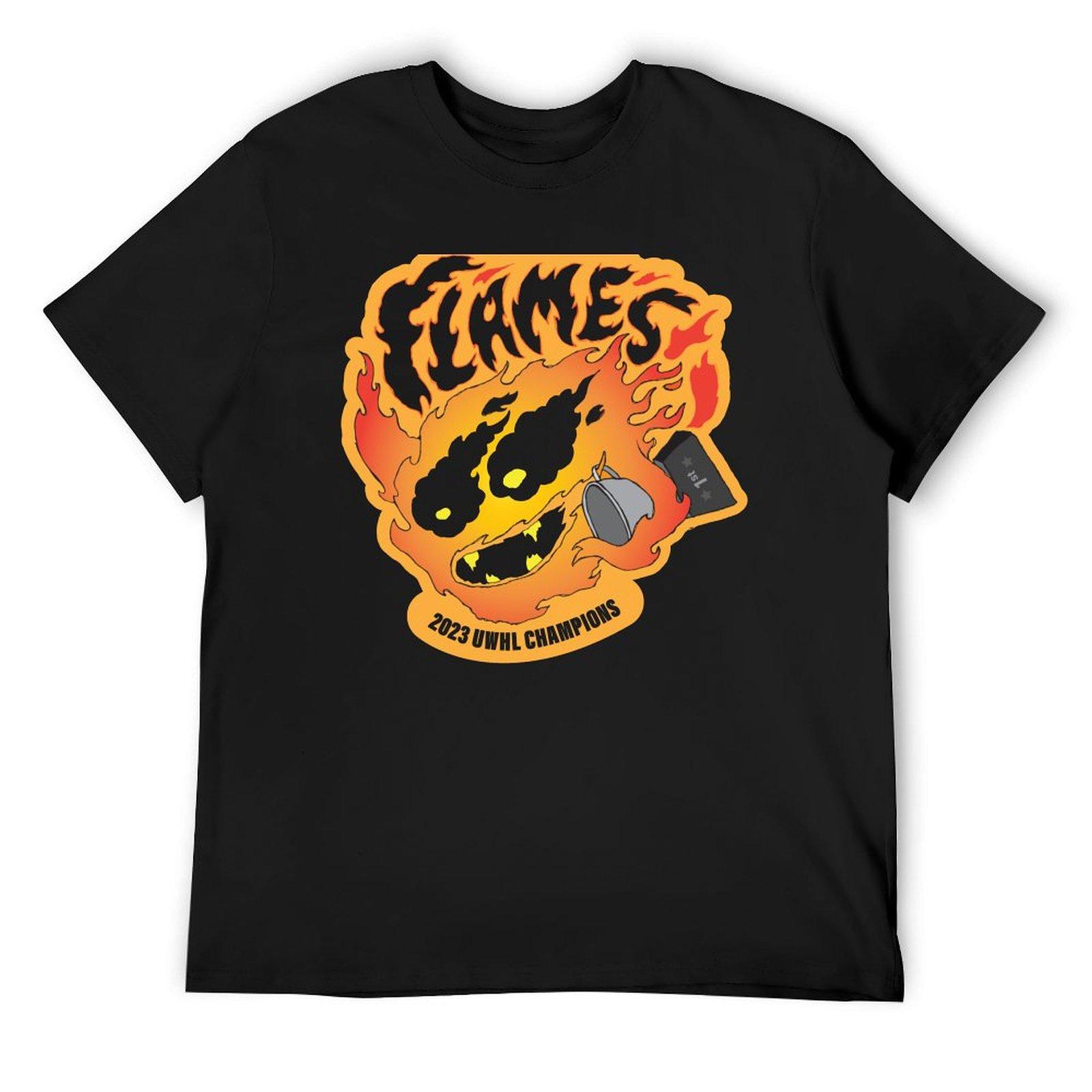 

FLAMES 2023 ЧЕМПИОНЫ UWHL! Футболка летний топ рубашки графические футболки люксовая одежда мужская 4XL