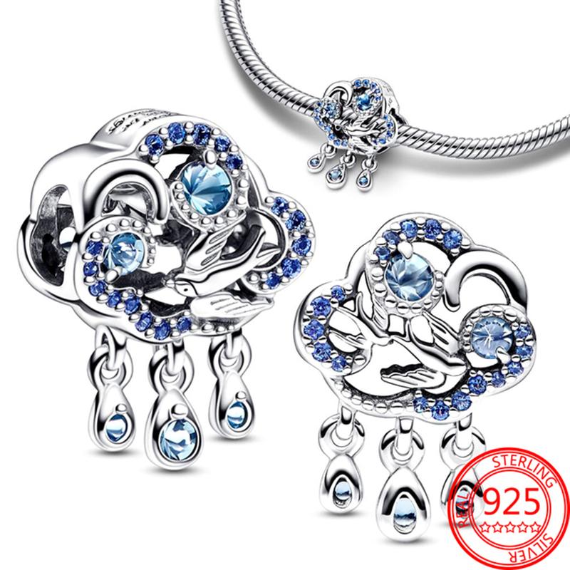Latest Copper Blue Series Glossy Zircon Bead Fit Pendant Charm Copper Craft Original Bracelet Trinket Handmade Women Jewelry