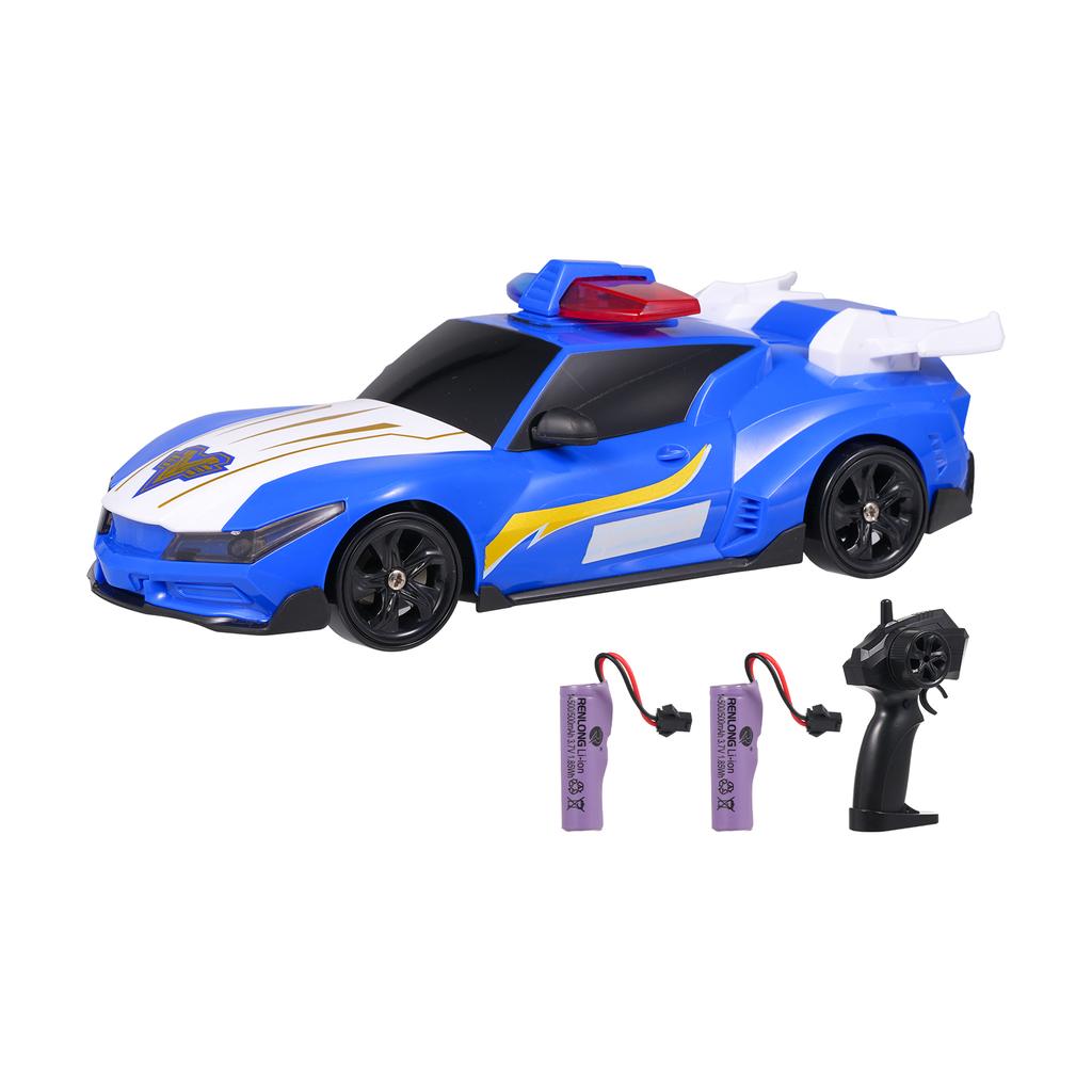 Police Car Remote Control Toy, 4WD Drift Car Toy with Lights 3 Rechargeable Batteries, Birthday Gift