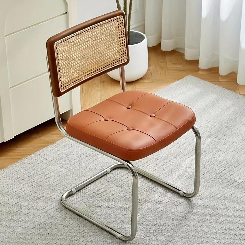 Nordic Style Dining Chair - Artificial Leather Cushion, Electroplated Metal Frame, Comfortable & Durable Chair Dining Room