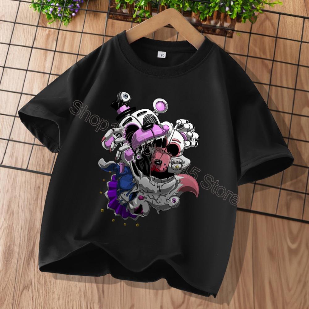 Nowe Koszulki Dziecięce Five Nights At Freddys T-shirt z Graficznym Rysunkiem FNAF Dziecięce Codzienne Sportowe Koszulki z Krótkim Rękawem Ubrania dla Dzieci