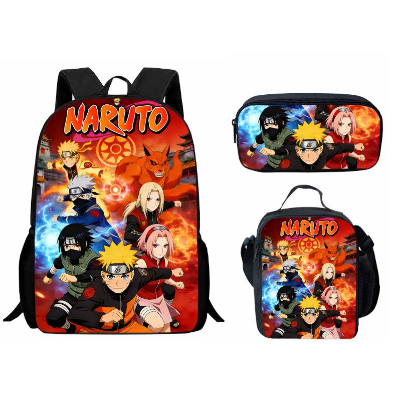 Bedrucktes Dreiteiliges Schüler-Schulranzen-Set, Cartoon-Rucksack, Brottasche, Federmäppchen