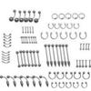 85-Piece Stainless Steel Body Piercing Jewelry Set: Nose, Ear, Tongue, Eyebrow Studs