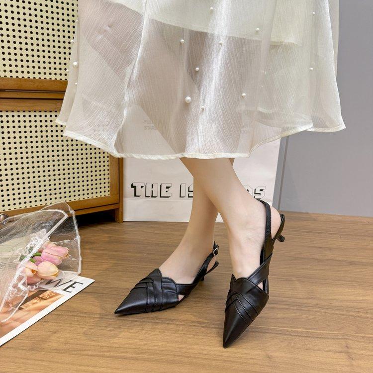 Fashion Weave Women Heeled Sandals Pointed Toe Elegant Shoes Woman 2025 Trend Summer New Slippers Fashion Heels Women Zapatos Mujer