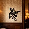Musik Wandkunst Schwarz 2D Flache Frau spielt Violine Silhouette Metallskulptur Feminine Wanddekoration für Musikzimmer Studio Einweihungsgeschenk