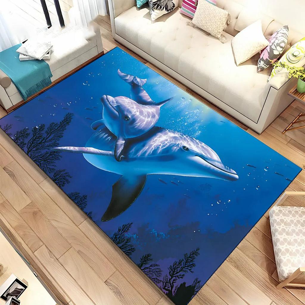 3D Meeresboden Unterwasserwelt Teppich Wohnzimmer Dekoration Schmutzabweisend Schlafzimmer Sofa Couchtisch Bereichsteppiche Waschbare Fußmatte