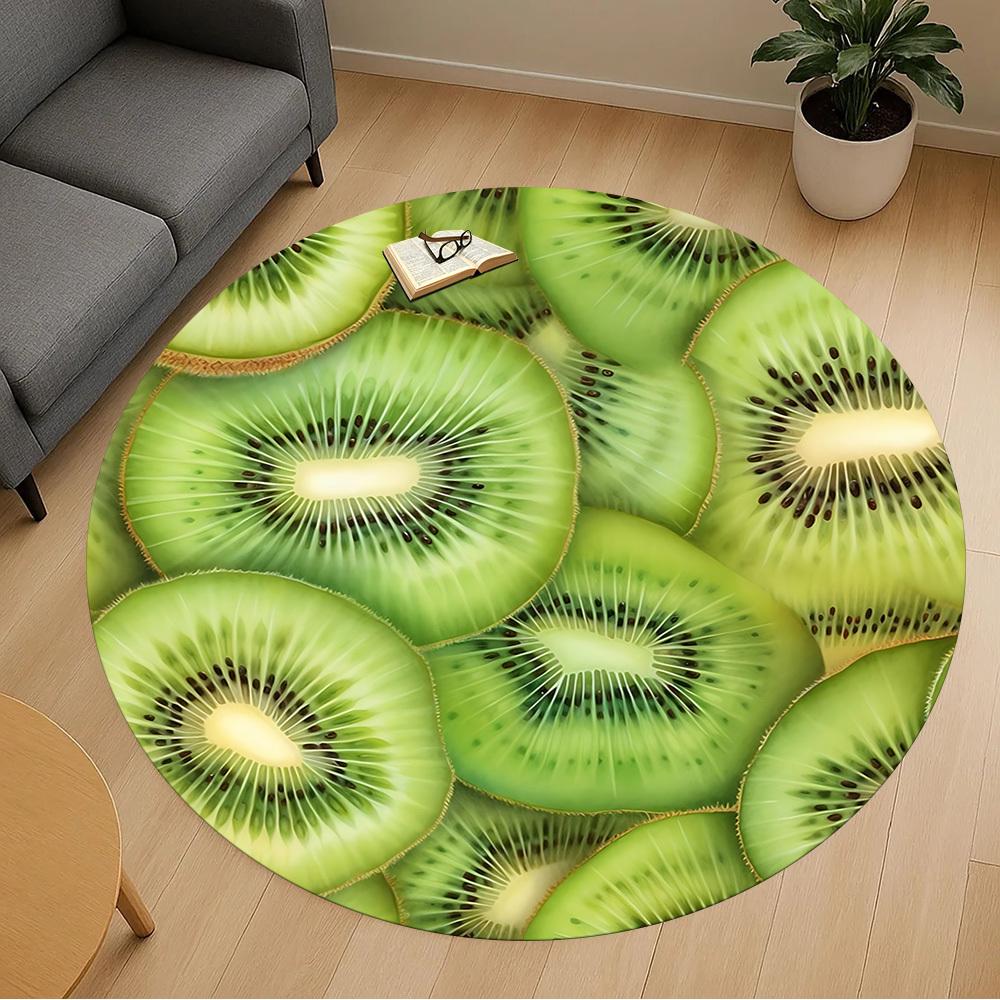 1pc Kiwi Fruit Slices Round Chair Mat Area Rug - Non-Slip, Floor Mat for Office, Bedroom, and Indoor Decor C1125869