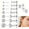 1 Paio di Orecchini a Perno Trago in Acciaio Inossidabile per Donne Uomini Zirconia Cubica Rotonda Dorso Piatto Chiusura a Vite Piercing all'Orecchio 2-8MM Gioielli