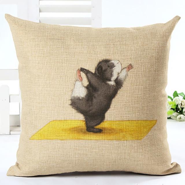 Hamster Yoga Cushion Cover Cotton Linen Pillow Case Animal Hamster Painting Decorative Pillowcase Home Accessories Cushion Cover