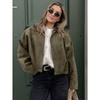 Damen Kurze Pilotenjacke Frühling/Herbst/Winter Jacke Locker Langarm Reißverschluss Retro Jacke Damen Neue Jacke