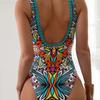 Briefs Conservative and Comfortable Suspender Tether Color Printing European and American Popular Bikini Swimsuit Women