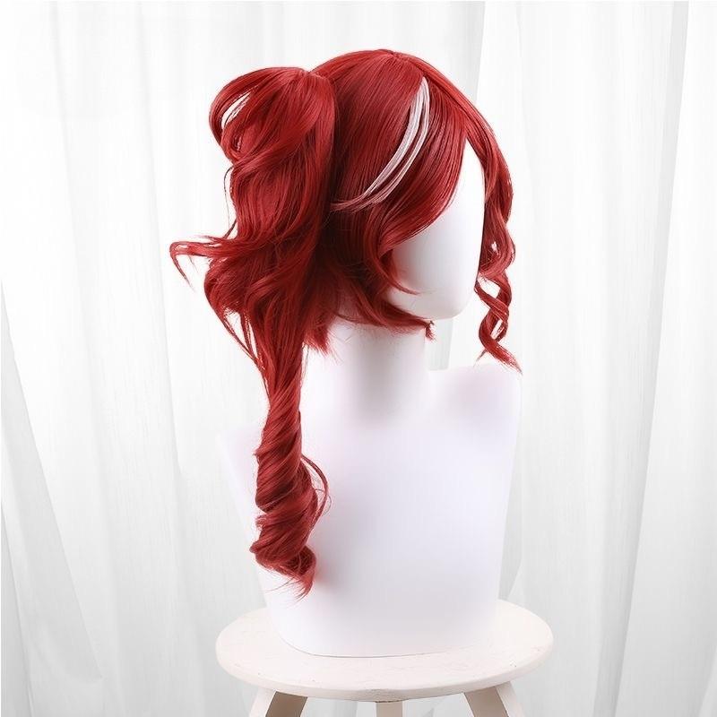 Cosplay Perücke Fünfter Charakter Rote Hexe Priesterin Fei Einzelner Zopf Lockig Hochtemperaturfaser