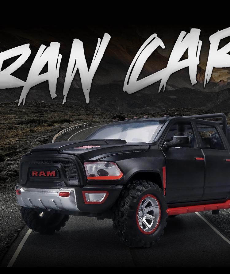 1:32 Dodge Ram TRX Pickup Truck Model - Alloy Toy Car with Sound, Light, and Pull-Back Door for Kids