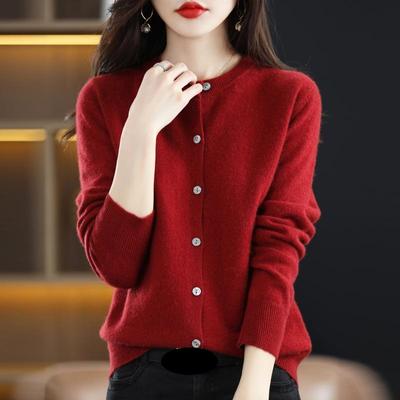 Women Cardigans Sweater O Neck Spring Autumn Knitted Cashmere Cardigans Solid Single Breasted Sweaters