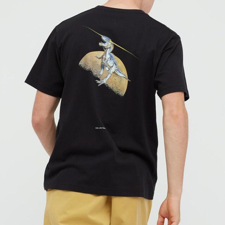 Uniqlo X JW Anderson Collaboration Slim Fit Printed Comfortable T-Shirt Men tops Black 438052-09