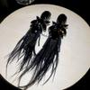 Orecchini a Frange di Piume con Diamanti Colorati Lusso Leggero Borchie di Alta Gamma Orecchini di Nicchia Retrò Autunno e Inverno Donna