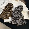 Retro Coffee Leopard Print Silk Scarf Neck Women's Thin Silk Scarf Long Strip High-end Scarf Shawl