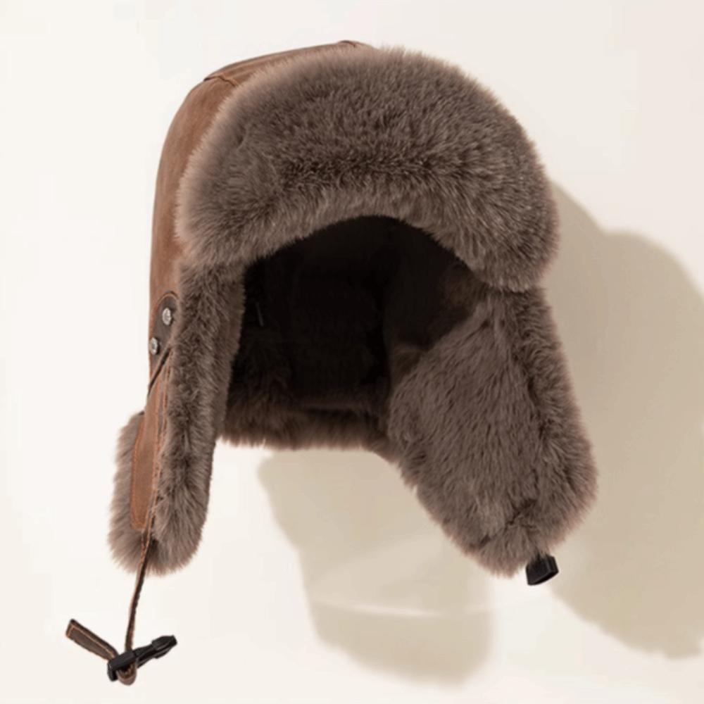Plush Cold-Proof Ear-Covering Hat Fleece-Lined Thick Windproof Ski Hat Motorcycle Hat Winter